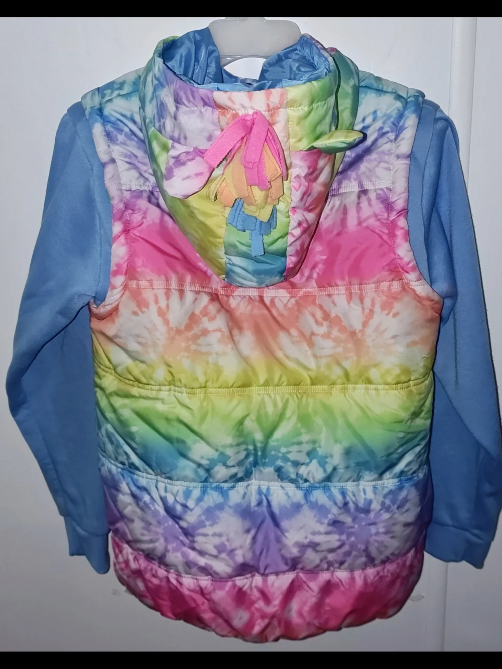 My Little Pony Rainbow Tie-Dye Hooded Puffer Jacket With Sweatshirt Sleeves